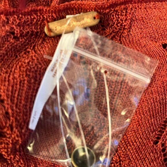 Free People button front top dress strappy‎ new S wavy knit pattern rust color - Picture 4 of 9